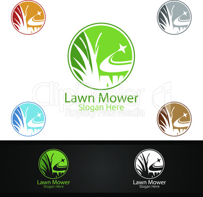 Lawn Mower Logo for Lawn Mowing Gardener Design