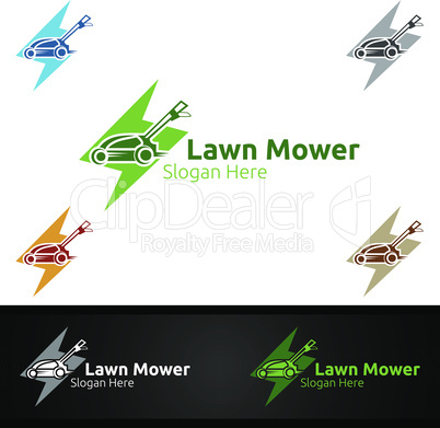 Fast Lawn Mower Logo for Lawn Mowing Gardener Design