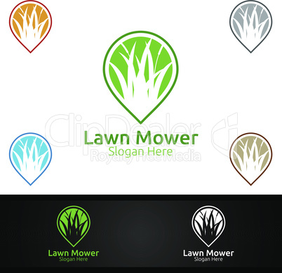 Pin Lawn Mower Logo for Lawn Mowing Gardener Design