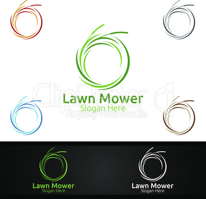 Lawn Mower Logo for Lawn Mowing Gardener Design