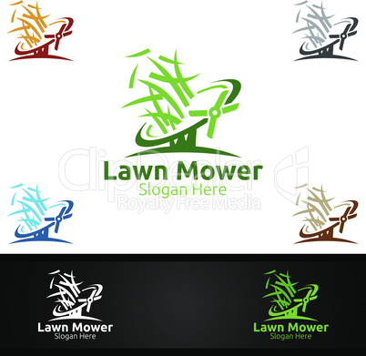 Cut Lawn Mower Logo for Lawn Mowing Gardener Design