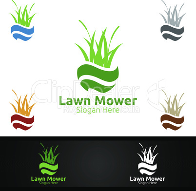 Global Lawn Mower Logo for Lawn Mowing Gardener Design