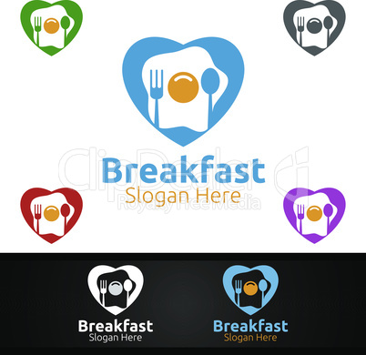 Fast Food Breakfast Delivery Service Logo for Restaurant, Cafe or Online Catering Delivery