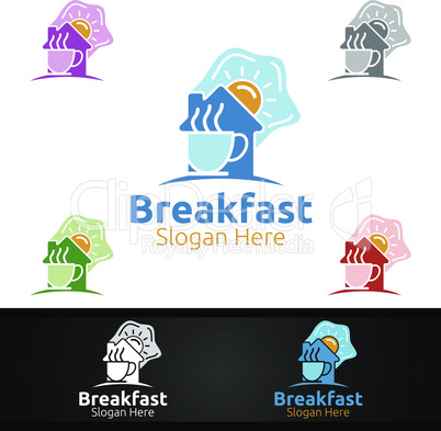 Fast Food Breakfast Delivery Service Logo for Restaurant, Cafe or Online Catering Delivery