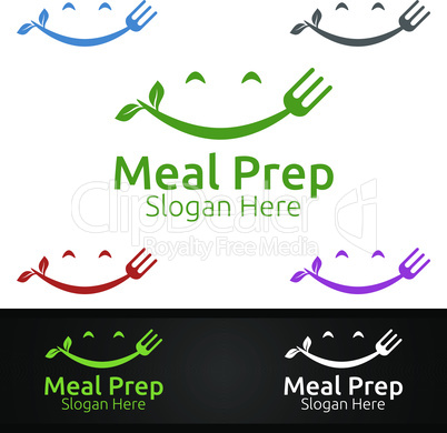 Meal Prep Healthy Food Logo for Restaurant, Cafe or Online Catering Delivery