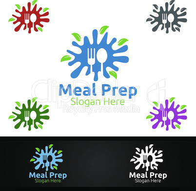 Meal Prep Healthy Food Logo for Restaurant, Cafe or Online Catering Delivery