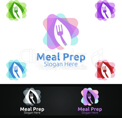 Meal Prep Healthy Food Logo for Restaurant, Cafe or Online Catering Delivery