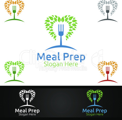 Meal Prep Healthy Food Logo for Restaurant, Cafe or Online Catering Delivery