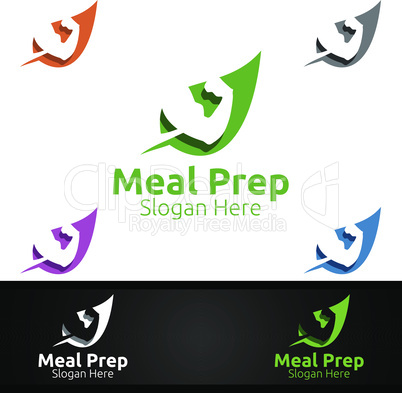 Meal Prep Healthy Food Logo for Restaurant, Cafe or Online Catering Delivery