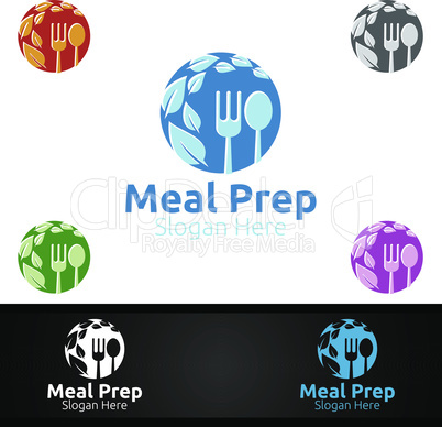 Meal Prep Healthy Food Logo for Restaurant, Cafe or Online Catering Delivery