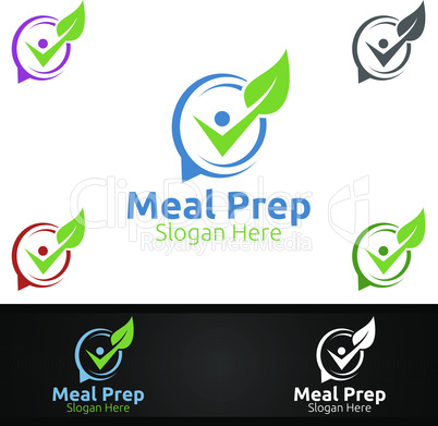 Eco Meal Prep Healthy Food Logo for Restaurant, Cafe or Online Catering Delivery