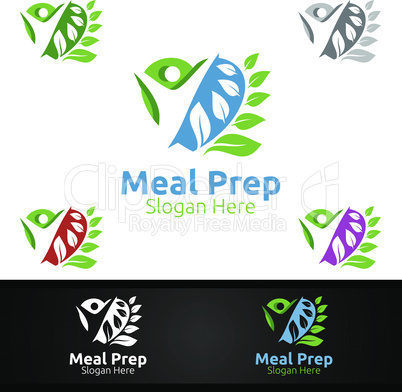 Love Meal Prep Healthy Food Logo for Restaurant, Cafe or Online Catering Delivery