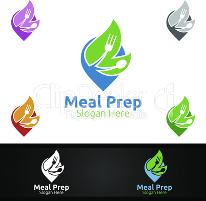 Pin Meal Prep Healthy Food Logo for Restaurant, Cafe or Online Catering Delivery