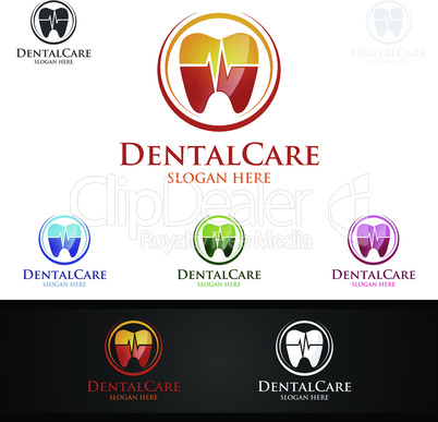 Dental Logo with Tooth abstract design vector template, Dentist logo