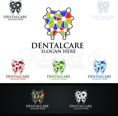 Dental Logo with Tooth abstract design vector template, Dentist logo