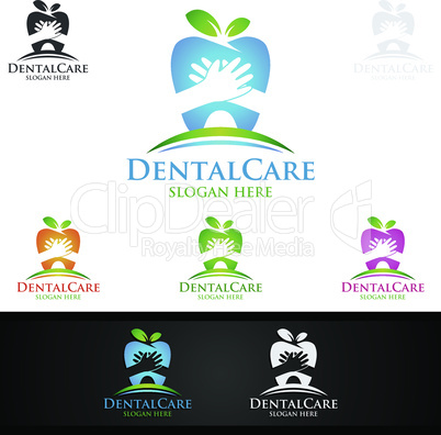 Dental Logo with Tooth abstract design vector template, Dentist logo