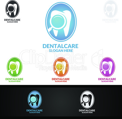 Dental Logo with Tooth abstract design vector template, Dentist logo