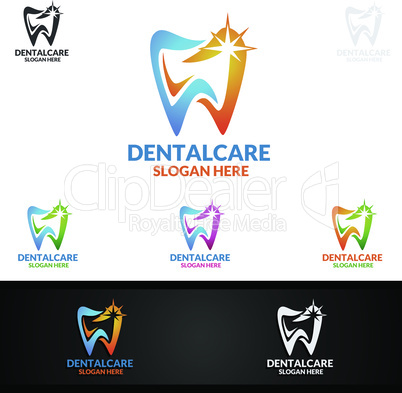 Dental Logo with Tooth abstract design vector template, Dentist logo