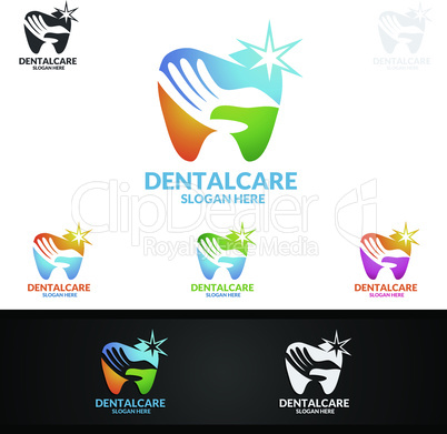 Dental Logo with Tooth abstract design vector template, Dentist logo