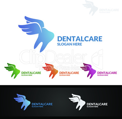 Dental Logo with Tooth abstract design vector template, Dentist logo