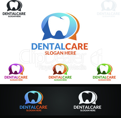 Dental Logo with Tooth abstract design vector template, Dentist logo