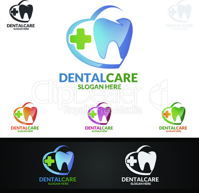 Dental Logo with Tooth abstract design vector template, Dentist logo