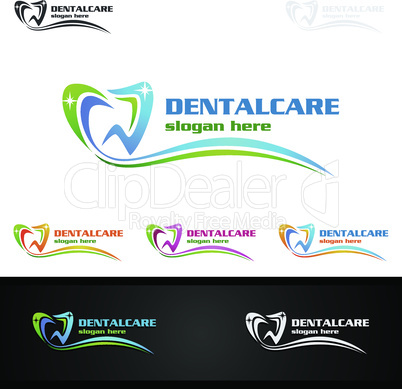 Dental Logo with Tooth abstract design vector template, Dentist logo