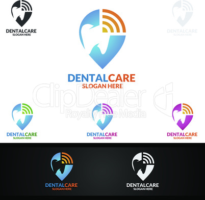 Dental Logo with Tooth abstract design vector template, Dentist logo