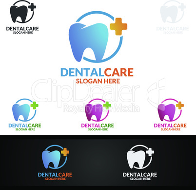 Dental Logo with Tooth abstract design vector template, Dentist logo