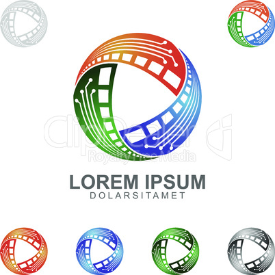 Media Vector Logo with three element represented Media, Photography, Movie,Video