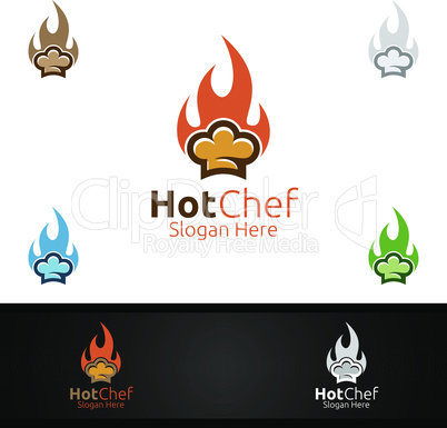 Hot Chef Food Logo for Restaurant or Cafe