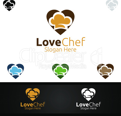 Love Chef Food Logo for Restaurant or Cafe