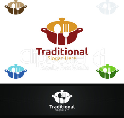 Traditional Food Logo for Restaurant or Cafe