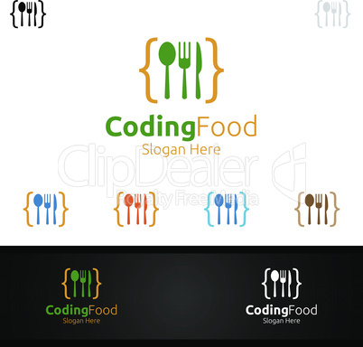 Coding Food Logo for Restaurant or Cafe