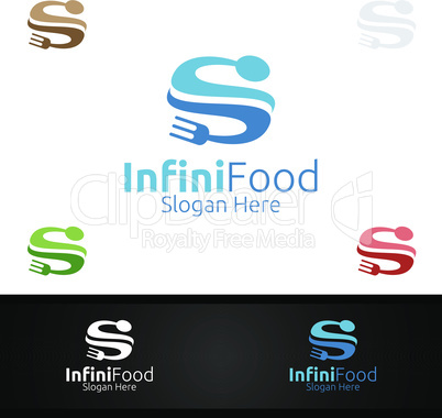 Letter S Infinity Food Logo for Restaurant or Cafe