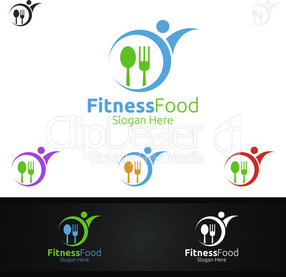 Fitness Food Logo for Restaurant or Cafe