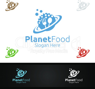 Planet Food Logo for Restaurant or Cafe