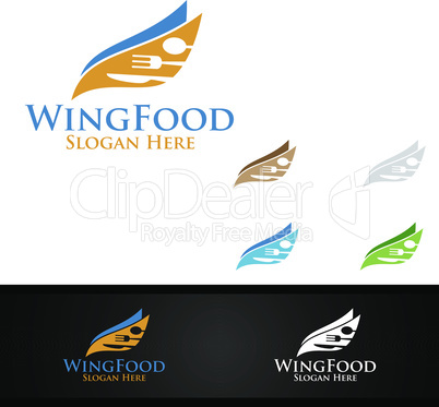 Wing Food Logo for Restaurant or Cafe