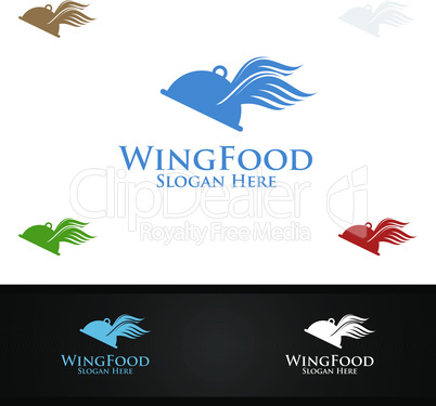 Wing Food Logo for Restaurant or Cafe