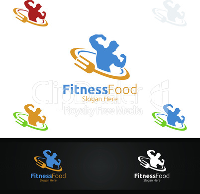 Fitness Food Logo for Nutrition or Supplement Concept