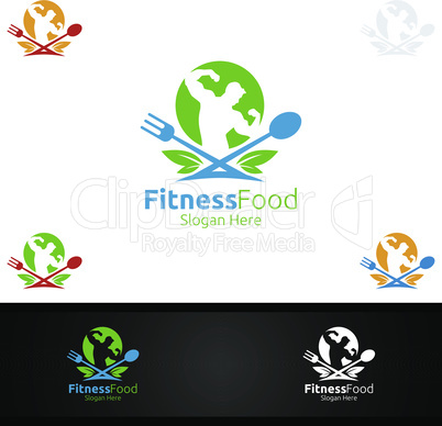 Fitness Food Logo for Nutrition or Supplement Concept