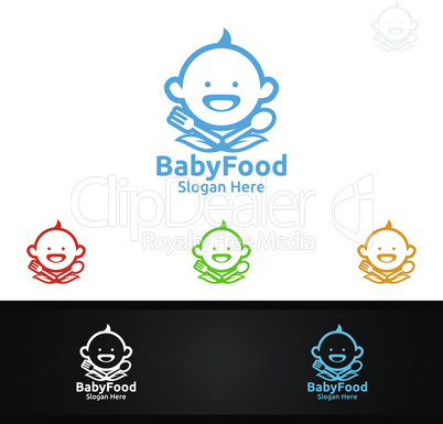 Baby Food Logo for Nutrition or Supplement Concept