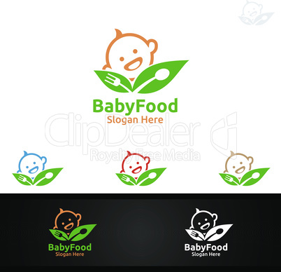 Baby Food Logo for Nutrition or Supplement Concept