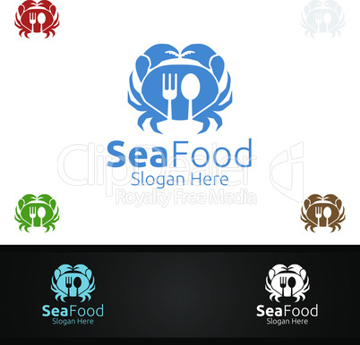 Crab Seafood Logo for Restaurant or Cafe