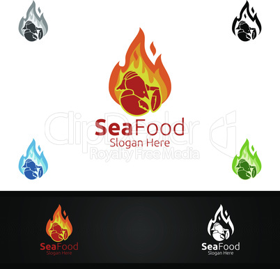 Shrimp Seafood Logo for Restaurant or Cafe
