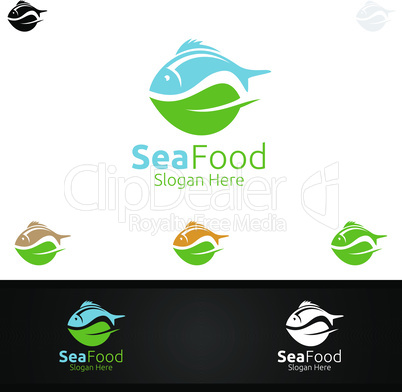 Fish Seafood Logo for Restaurant or Cafe
