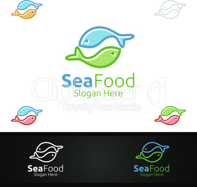 Fish Seafood Logo for Restaurant or Cafe