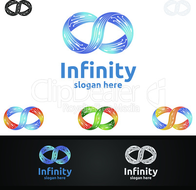 Infinity loop logo icon. Vector unlimited infinity, endless line shape sign