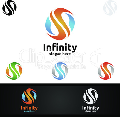 Infinity loop logo icon. Vector unlimited infinity, endless line shape sign