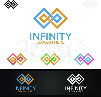 Infinity loop logo icon. Vector unlimited infinity, endless line shape sign